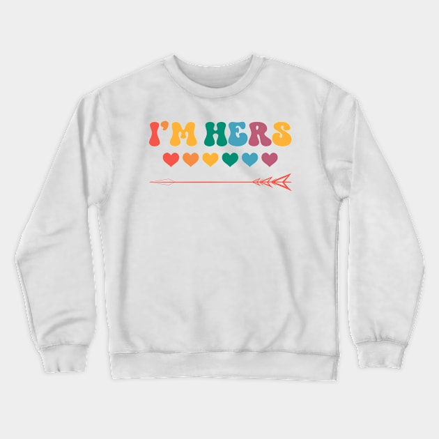 Lesbian Couple Matching She's Mine I'm Hers Gift For Men Women Crewneck Sweatshirt by Los San Der